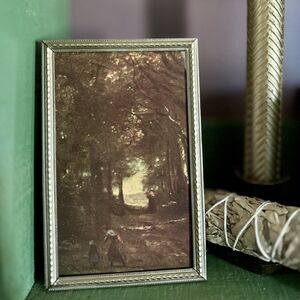 Vintage Art Print Cottagecore Moody Dark Home Decor Silver Frame Artwork Ornate